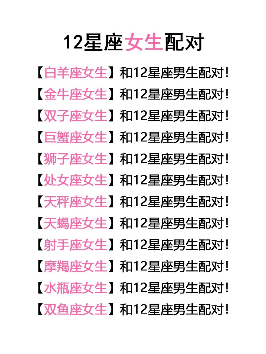 星座配对查询男女表(星座配对查询男女免费)