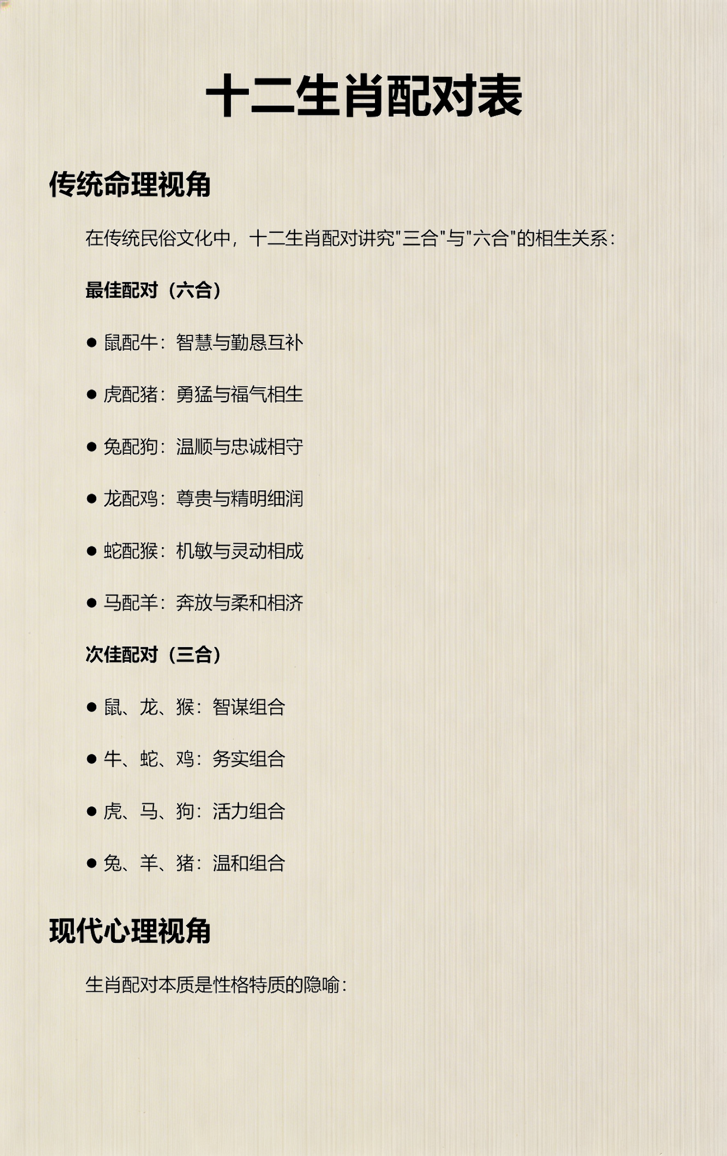 12十二生肖配对表