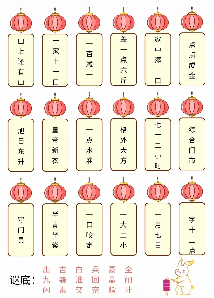 百家姓字谜解析