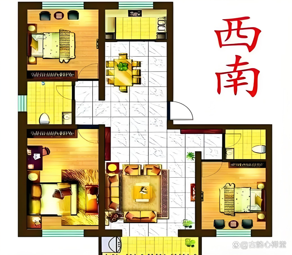 大门在西南的风水布局