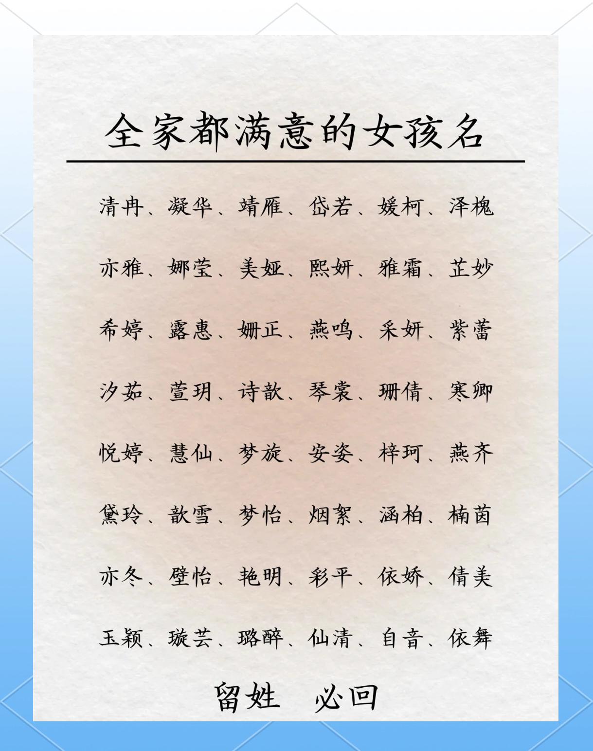 女孩取名最佳名字大全