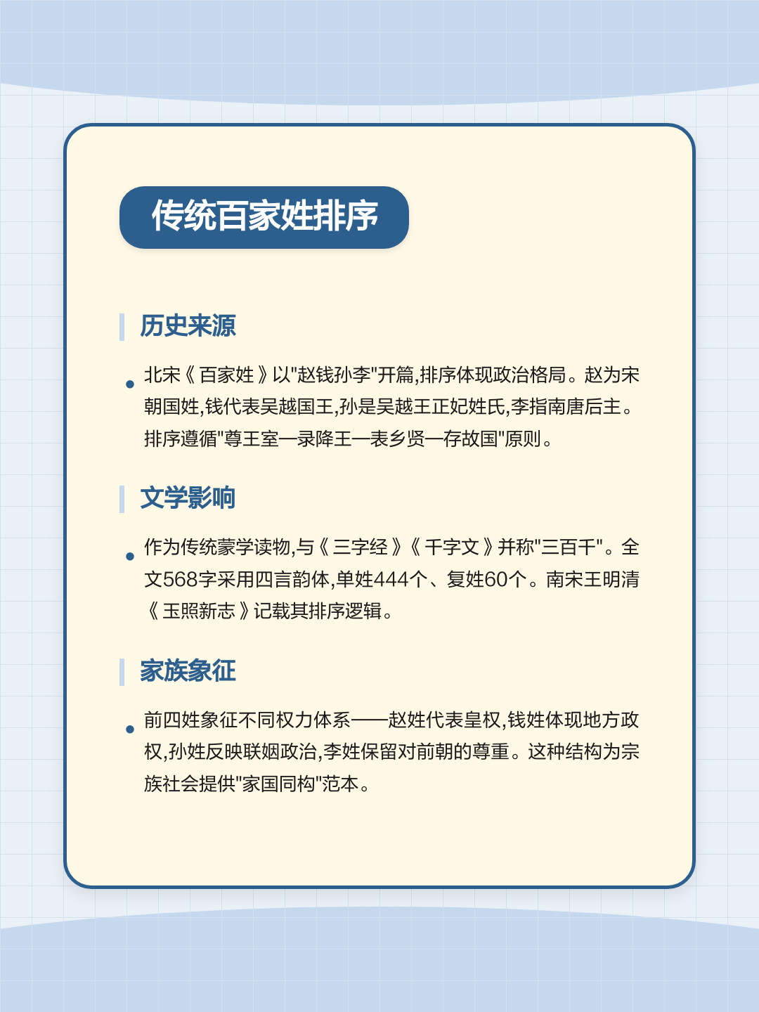 宋朝百家姓排序原因 宋朝百家姓排序原因